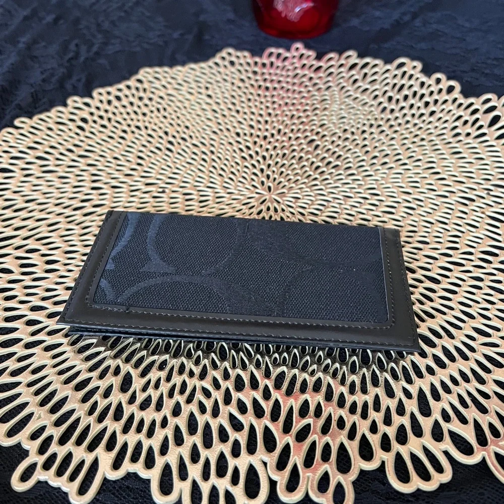 Coach Black  Signature Wallet + Check Book - Picture 3 of 7